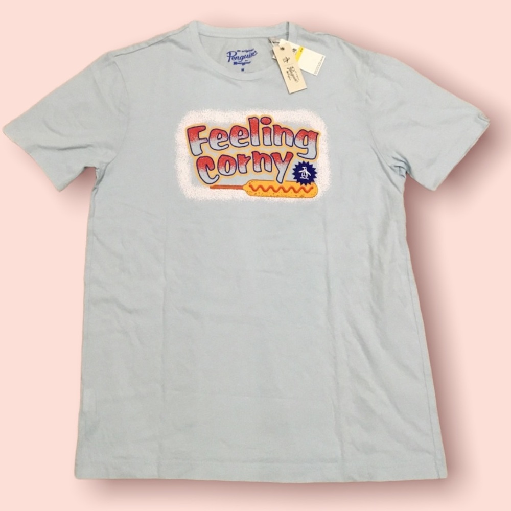 An Original Penguin Mens Blue Tee (Feeling Corny)